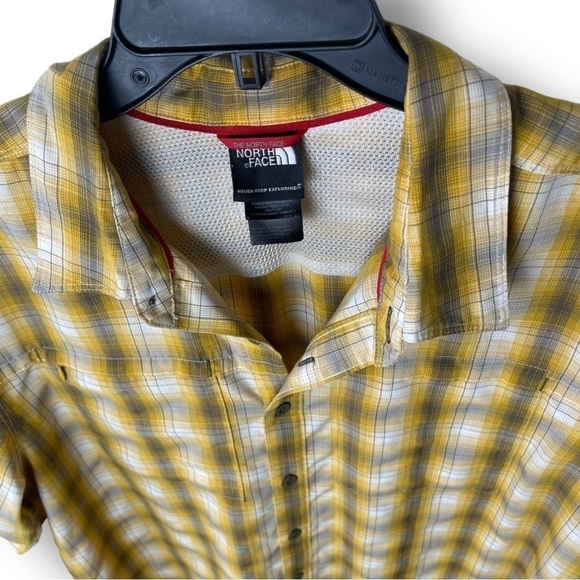 THE North Face Button Down Gold Plaid Short Sleeve Shirt Size Large - Picture 4 of 13